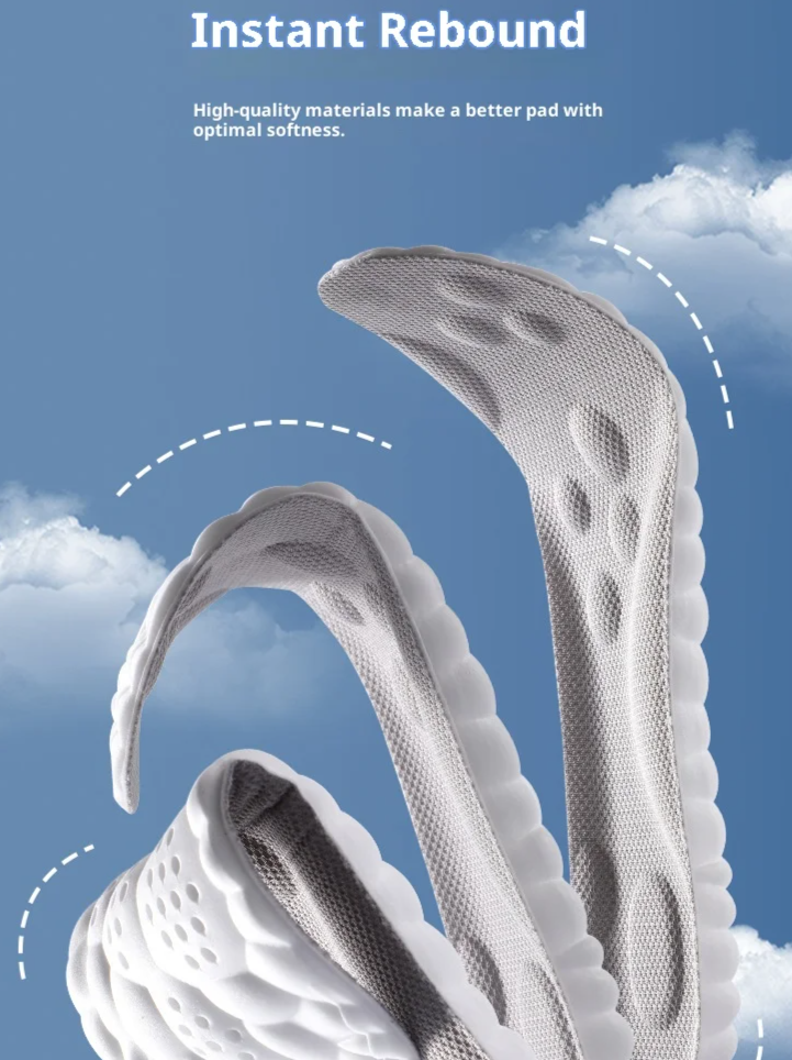 Unisex 4D comfort insoles: arch support, high-elastic shock absorption, and anti-odor protection