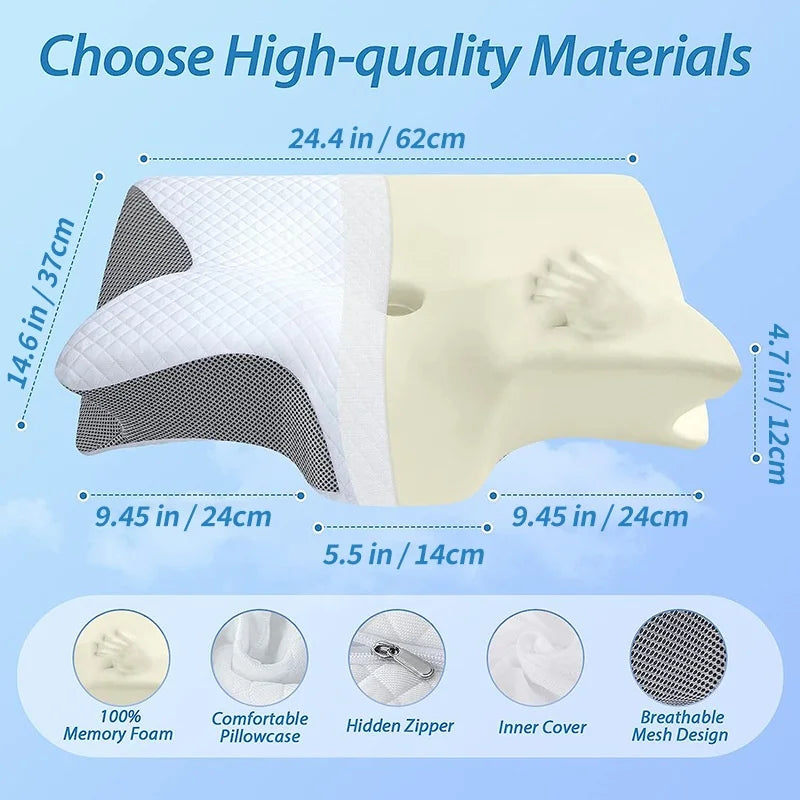 Memory foam cervical pillow for deep sleep and neck–shoulder pain relief